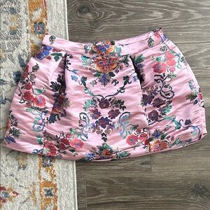 Free People Pink Floral Brocade Mini Skirt